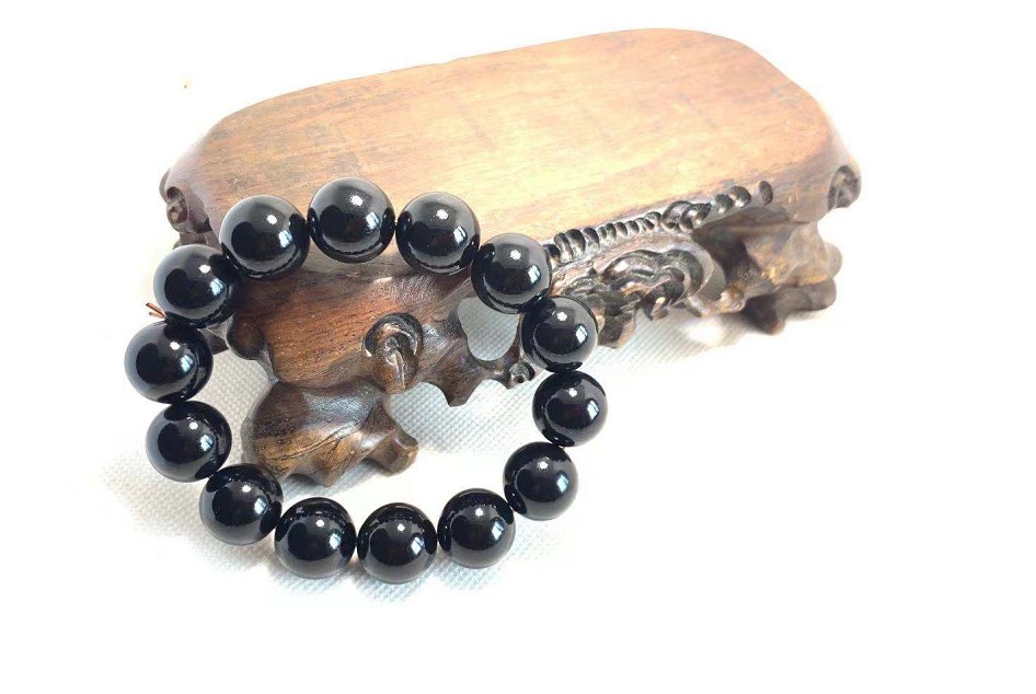 顶盈抚顺天然煤精手串纯手工制作全尺寸手链男女款半宝石圆珠单圈手饰