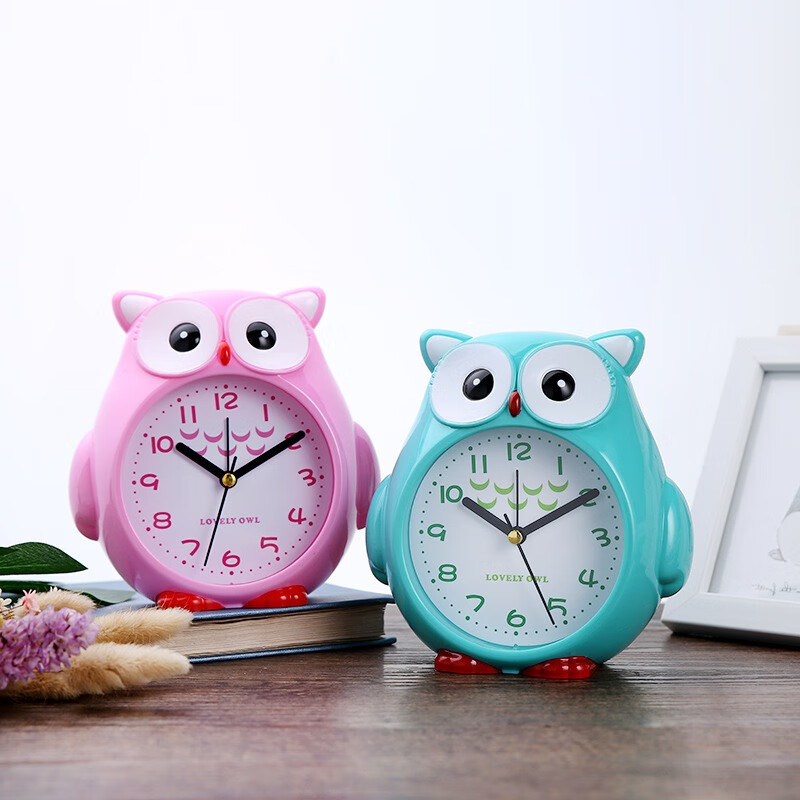 可爱卡通动物儿童闹钟学生用床头书桌创意时钟摆件懒人专用小闹铃