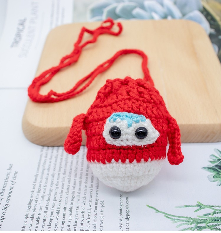 毛线手工毛线立夏端午节蛋兜小黄鸡蛋袋手工编织儿童挂脖毛线鸡蛋套蛋