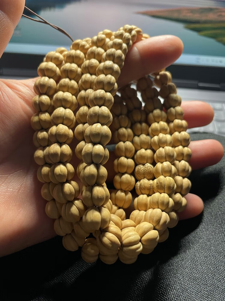 文玩山楂籽山楂核手串菩提子108脖挂佛珠男女文玩野生五福子籽南瓜桩