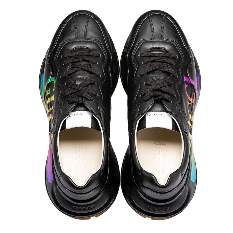 【中检鉴定】gucci古驰男鞋rhyton系列gucci标识皮革老爹鞋黑色552851
