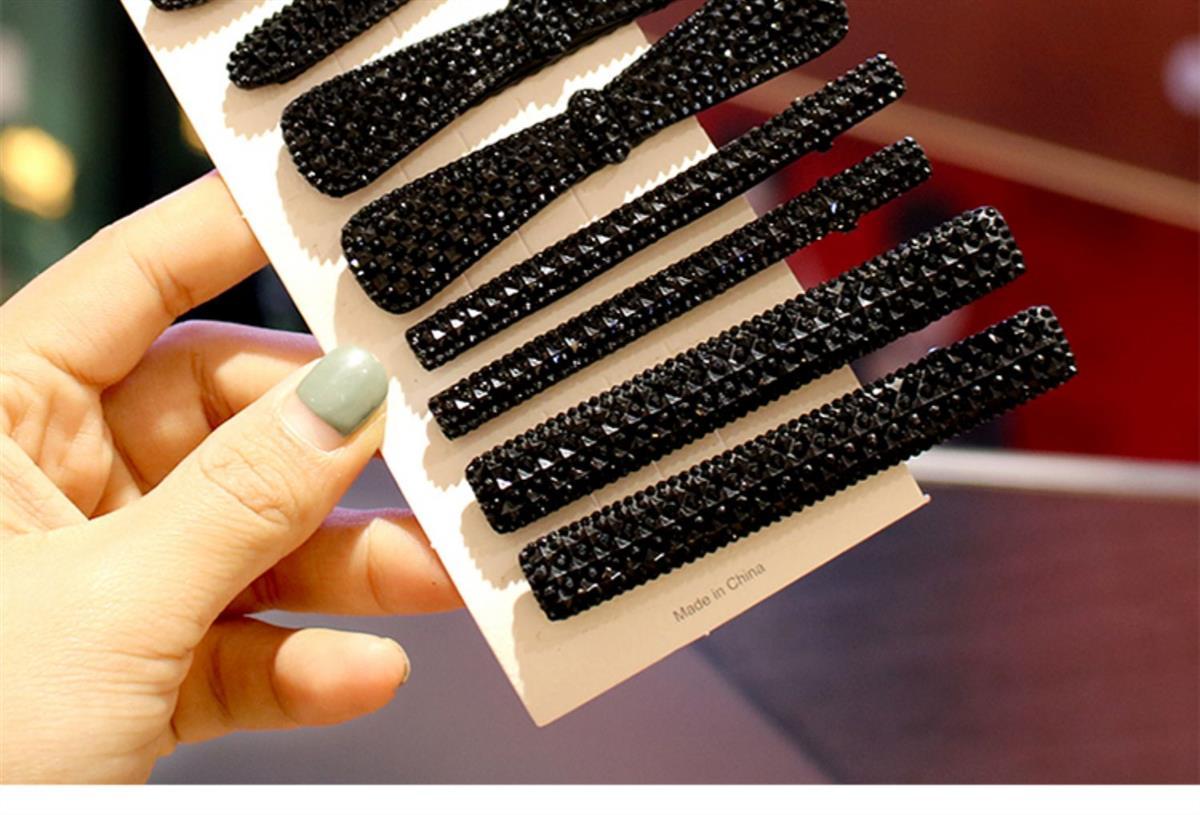 beauty韩国黑色发夹刘海一字夹头发夹子顶夹后脑勺带钻边夹发卡碎发