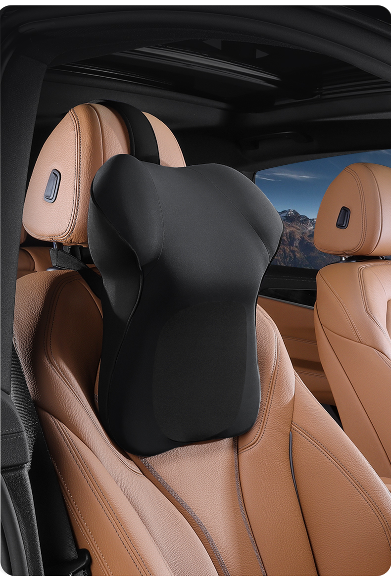 汽车头枕护颈枕车载枕头腰靠座椅靠枕记忆棉一对车内用颈椎枕高档黑色