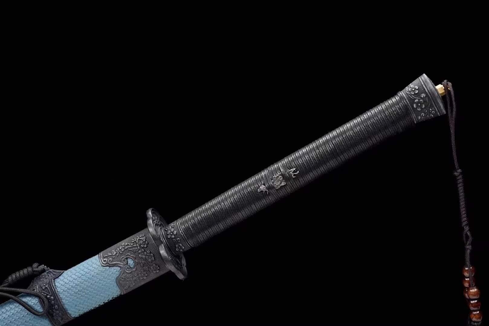 黑金古刀龙泉市一体刀剑车载防身冷武术刀绣春刀唐横刀未开刃 黑色