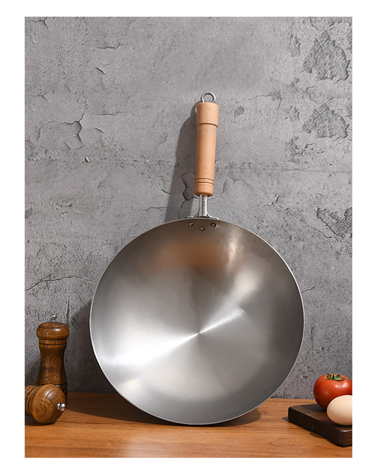 卢记钛锅纯钛炒锅炒菜锅圆底轻便不粘锅无涂层炒勺煤气灶适用轻便钛极