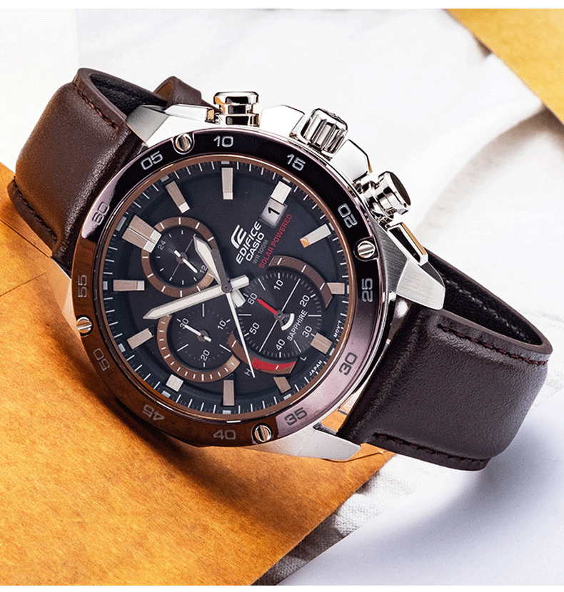 代用卡西欧mth-5001 efv-540 efr-303l/303d eqb-501 真皮手表带男 浅