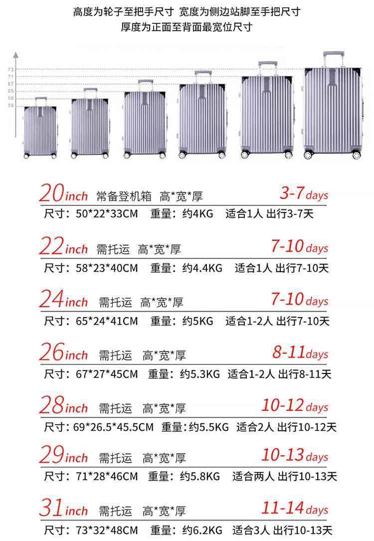 26寸行李箱长宽图片