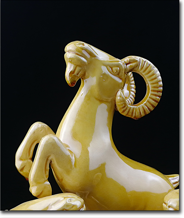 三羊开泰陶瓷羊摆件十二生肖羊山羊绵羊三阳开泰陶瓷摆件jn小号金色高