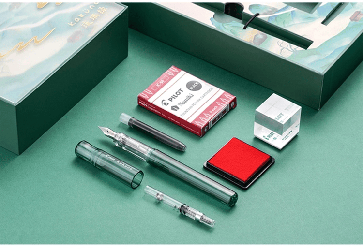日本百乐(pilot)kakuno笑脸钢笔琉璃绿限定成人男女小学生儿童用书写