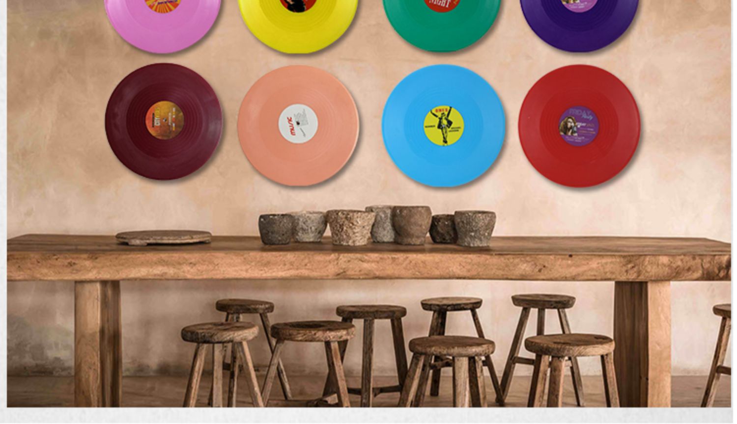 装饰品复古美式壁挂背景墙黑胶唱片创意墙饰7寸黑色胶片随机发一张