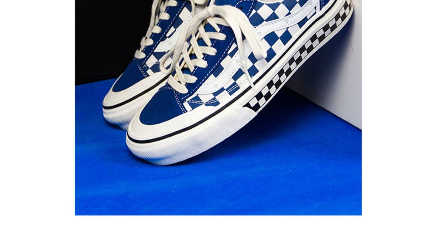 万斯(vans)棋盘格包头帆布鞋蓝白拼色style36男女休闲板鞋 克莱因蓝