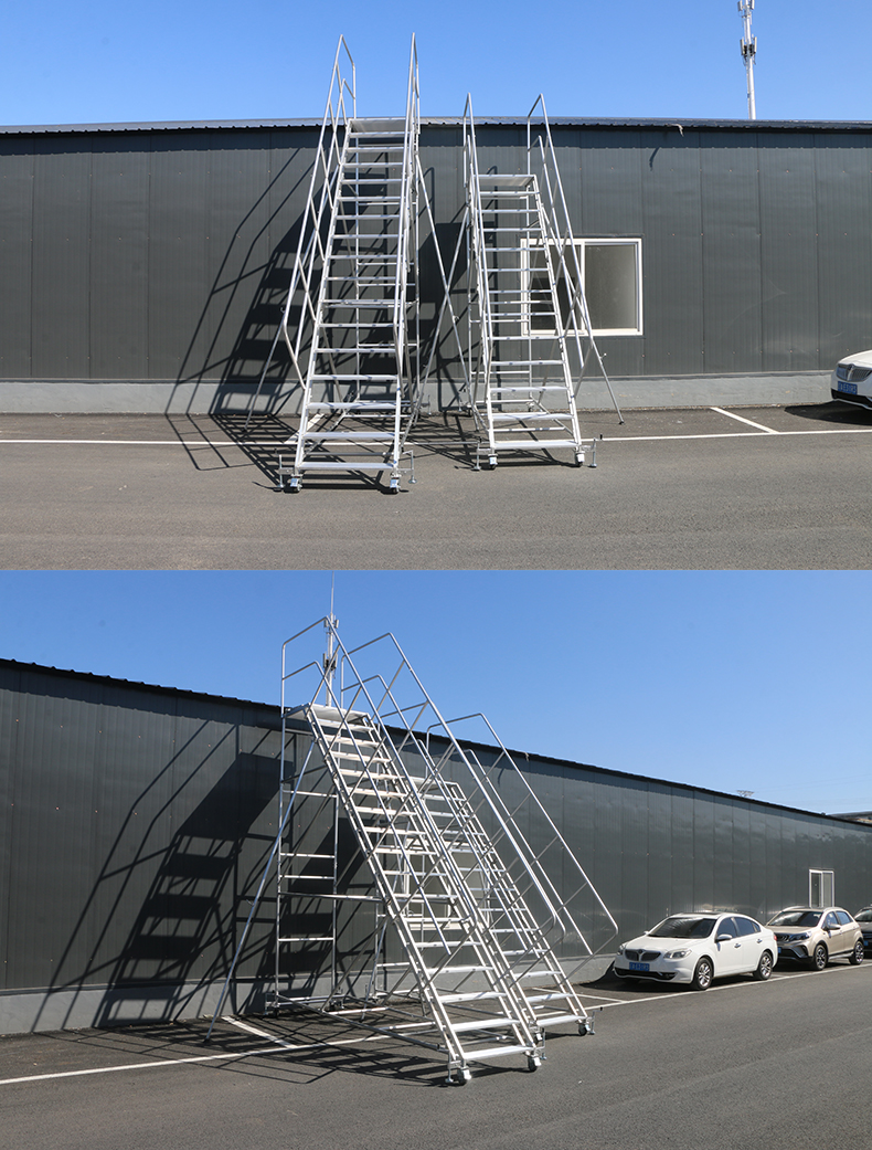 大连创铭牌铝合金登高梯可拆卸式平台梯移动爬梯防滑工程维修梯dgt34