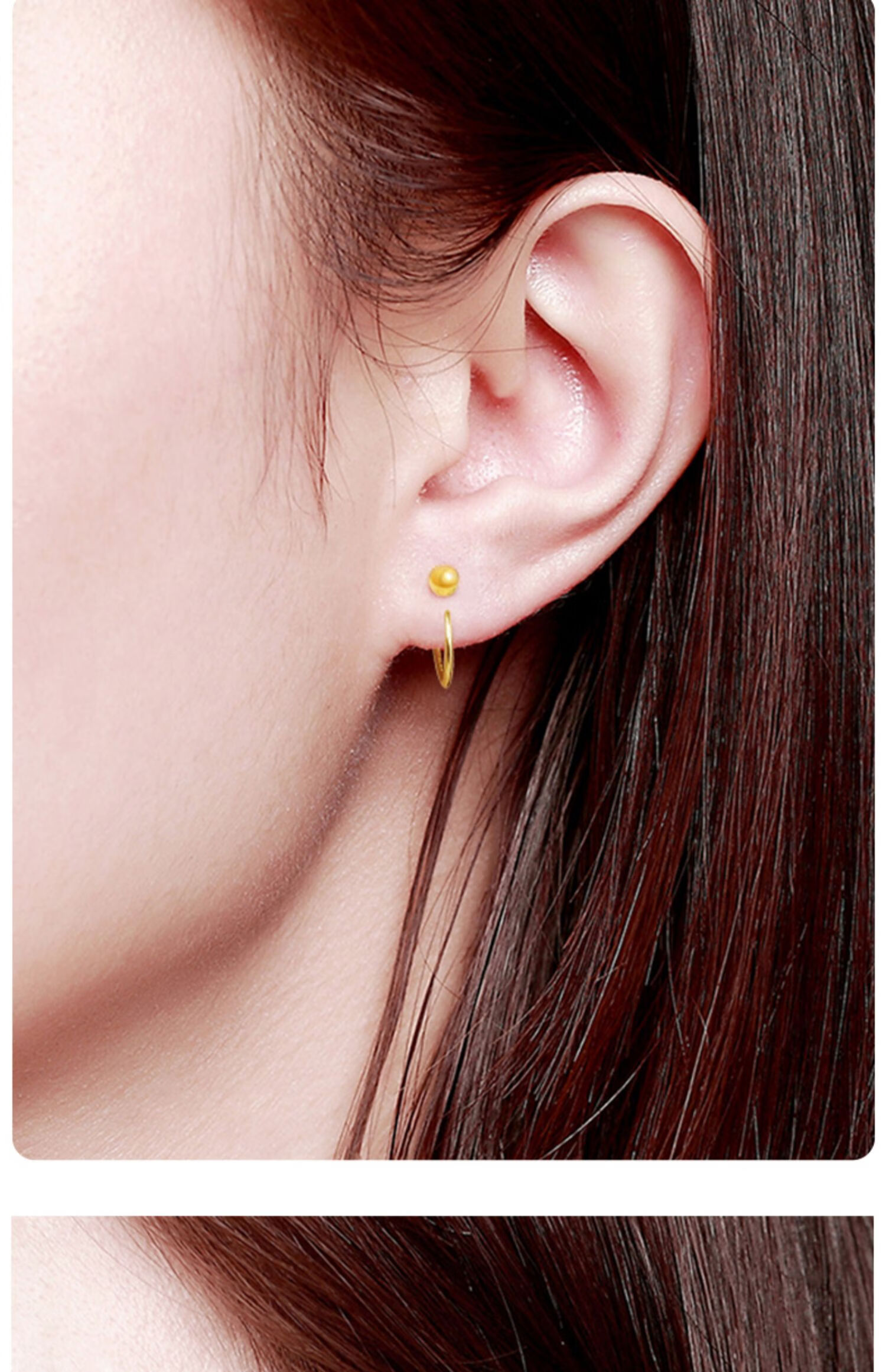 老凤祥云同款七夕情人节生日礼物999豆豆耳钉耳环女5g五角星圆形圆圈