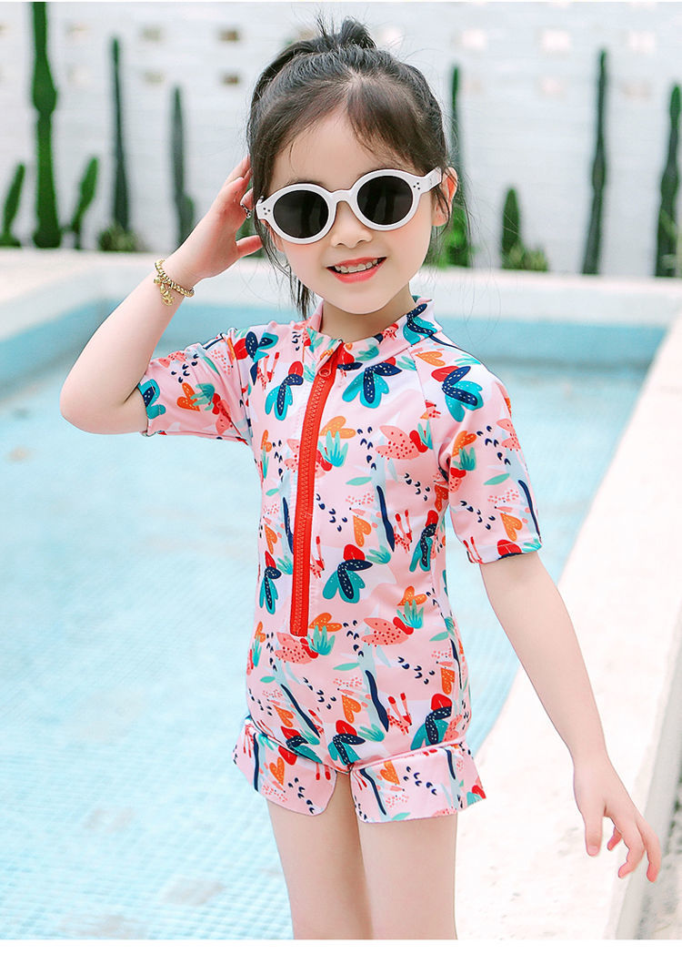 佳依乐儿童泳衣女2021新款夏洋气韩版连体短袖女童泳装中小童宝宝游泳