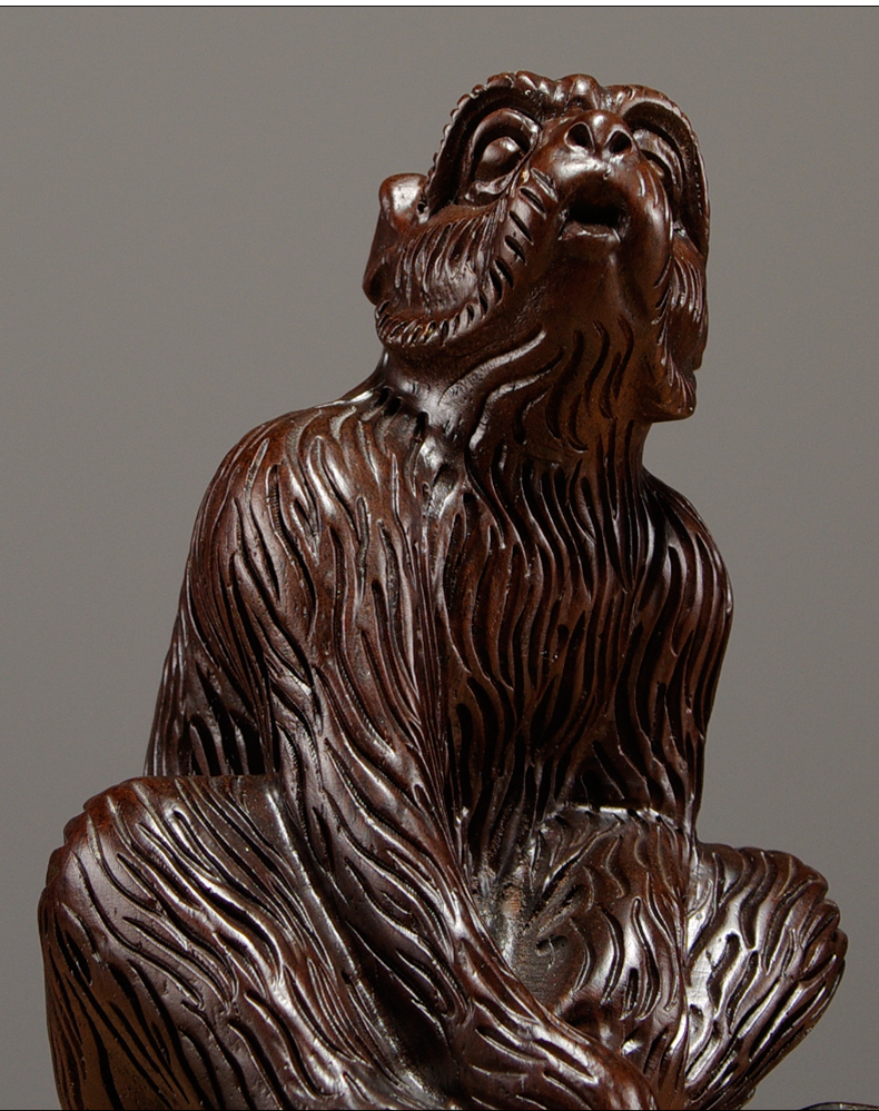 618 雅造木雕猴子摆件实木雕刻十二生肖猴工艺品家居客厅装饰摆设