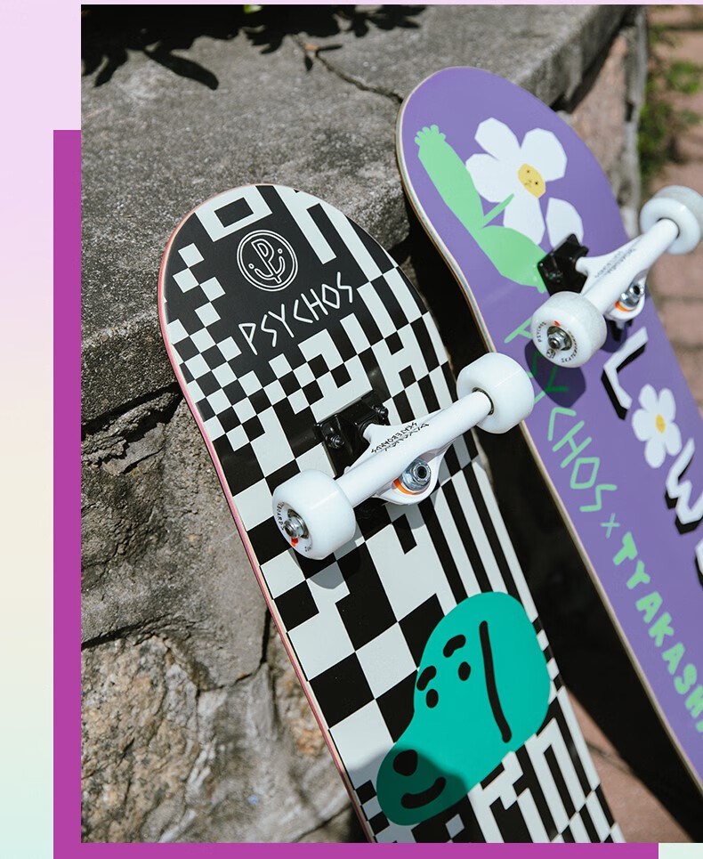 万代沸点四轮滑板沸点滑板psychos塔卡沙女生滑板tyakasha初学者双翘