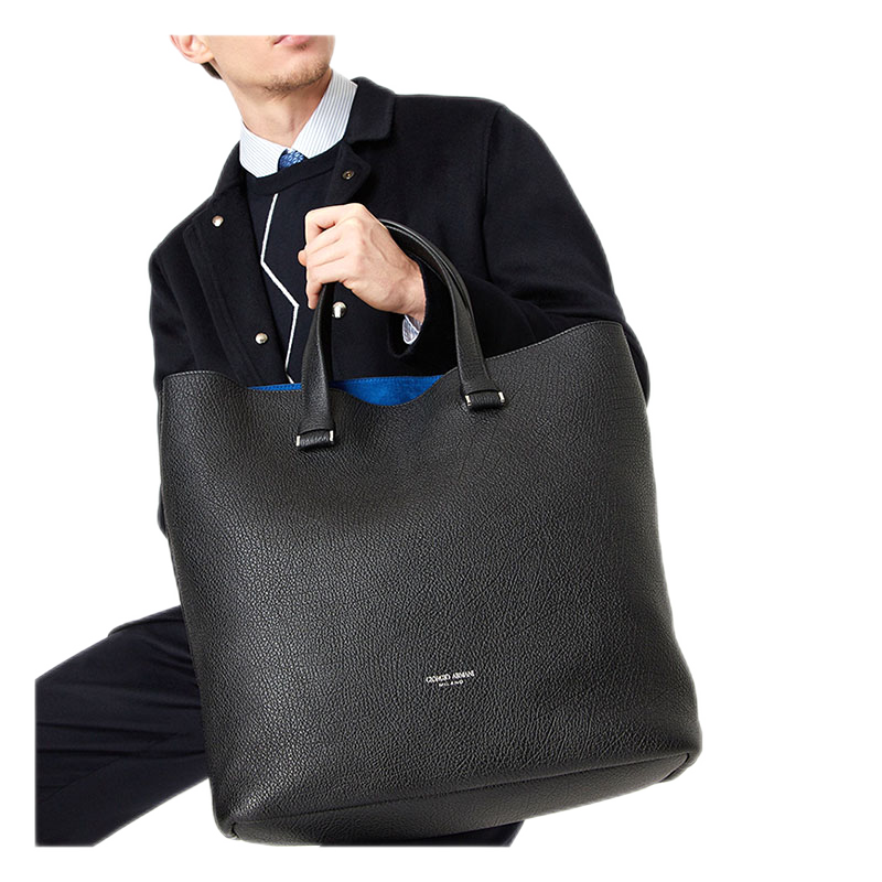 giorgio armani乔治阿玛尼男包手提包购物袋由水洗山羊皮制成时尚休闲