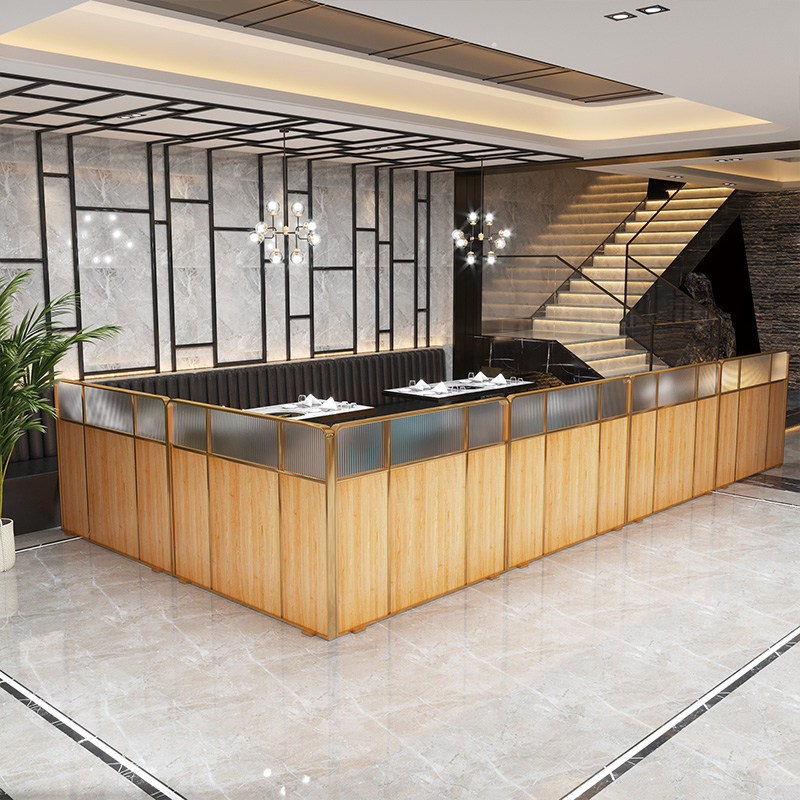 定制长虹玻璃隔断轻奢餐厅不锈钢矮卡座隔断饭店火锅店过道挡板长虹