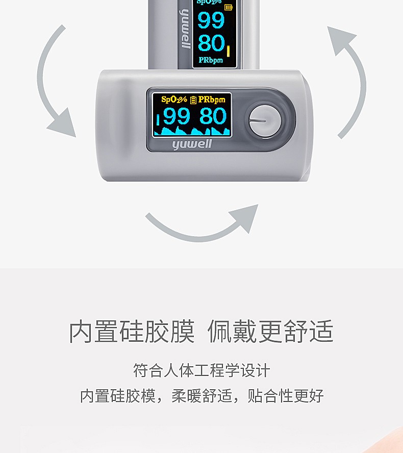 鱼跃(yuyell)血氧仪 yx301指夹式医用血氧饱和度心率监测仪家用脉搏