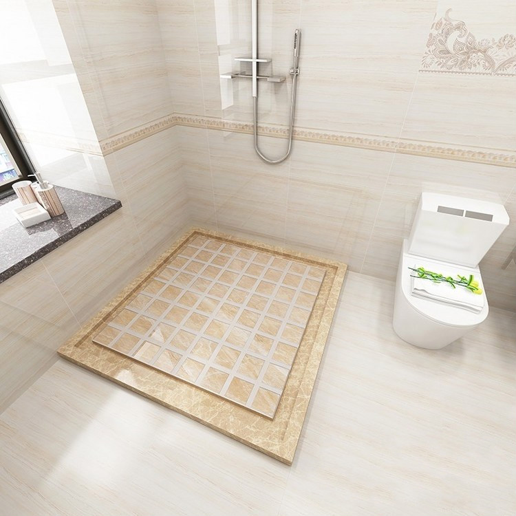 定倢 淋浴房防滑石 石淋浴板大理石淋浴踏板地砖凹凸石 罗马黑白灰圆