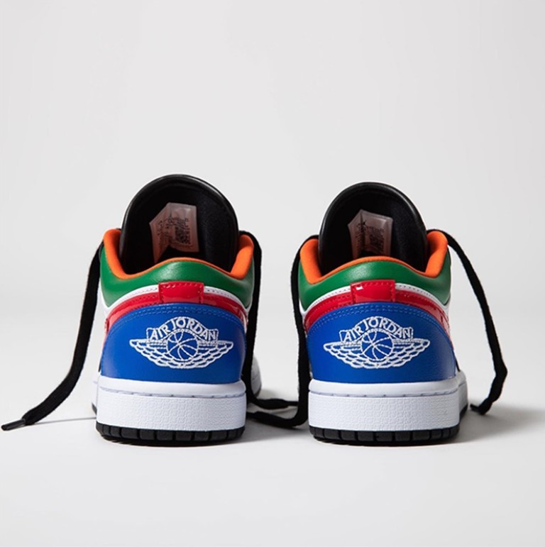 觅联名aj男女鞋乔1airjordan1aj1low彩色拼接红白蓝帆布低帮篮球鞋cz4