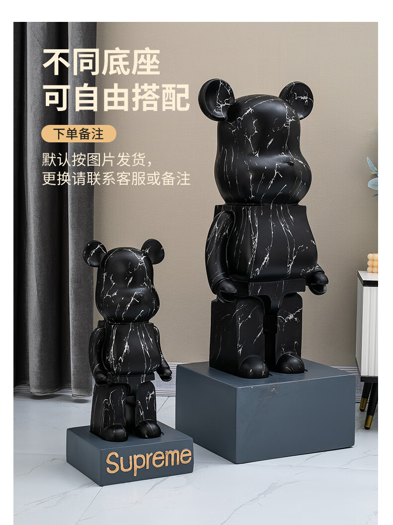 暴力熊落地摆件客厅大型网红轻奢家居装饰品存钱罐沙发电视柜摆设黑色