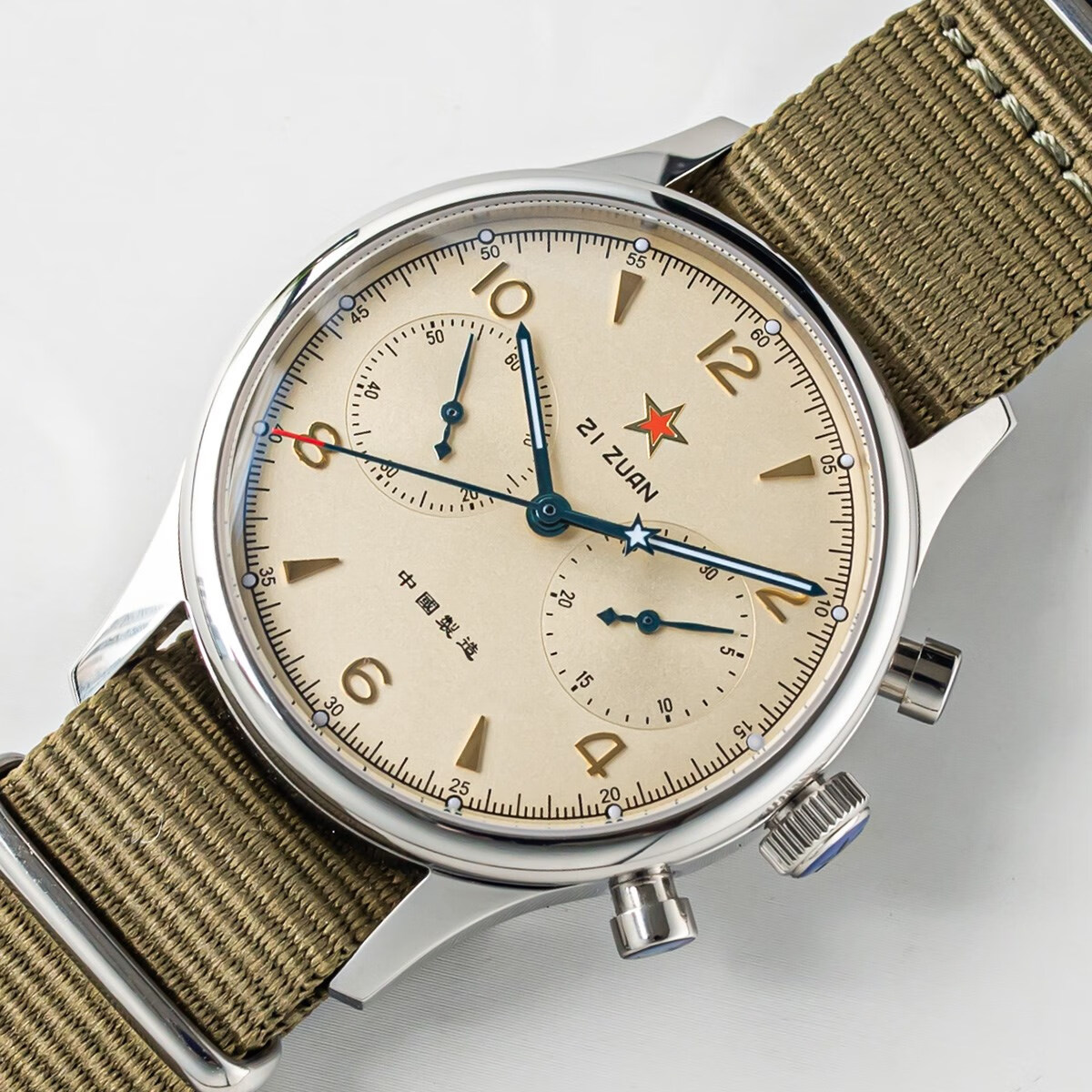 海鸥(seagull)同款的机芯1963航空计时码表复古飞行员复刻蓝宝石男表