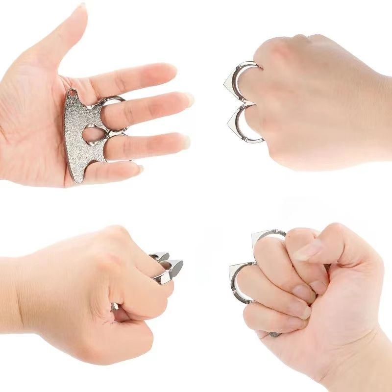 防身防狼女破窗器拳扣指虎两指扣双指扣手撑手扣戒指扣萌猫二指环 猫