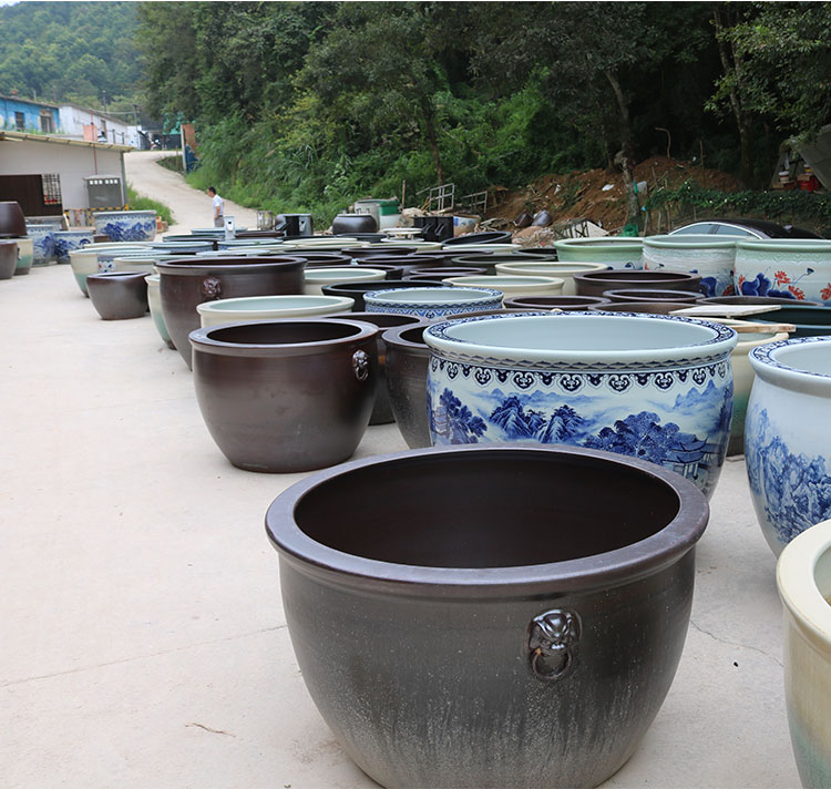 梦雷宠陶瓷大缸仿古平口特大号锦鲤荷花睡莲缸鱼缸庭院大型招财狮耳缸