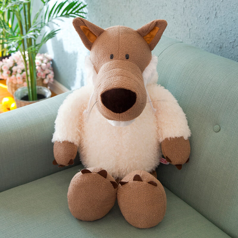大灰狼玩偶 仿真小狼毛绒玩具公仔玩偶大灰狼布娃娃抱枕网红生日礼物