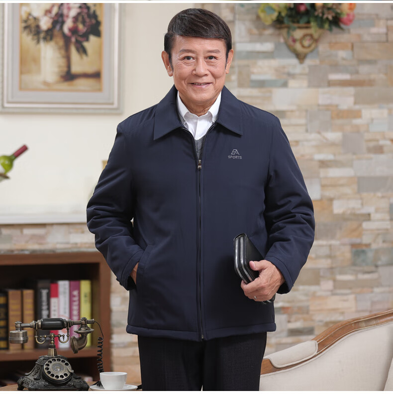 (冬天棉袄)老头棉服中老年棉衣男加绒加厚棉服男款休闲爸爸冬装外套