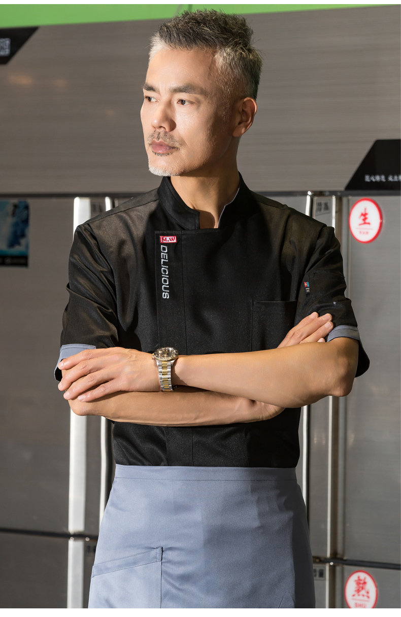 崎雨峰 夏季厨师服短袖透气厨师半袖酒店餐饮厨房大厨服装工装西点