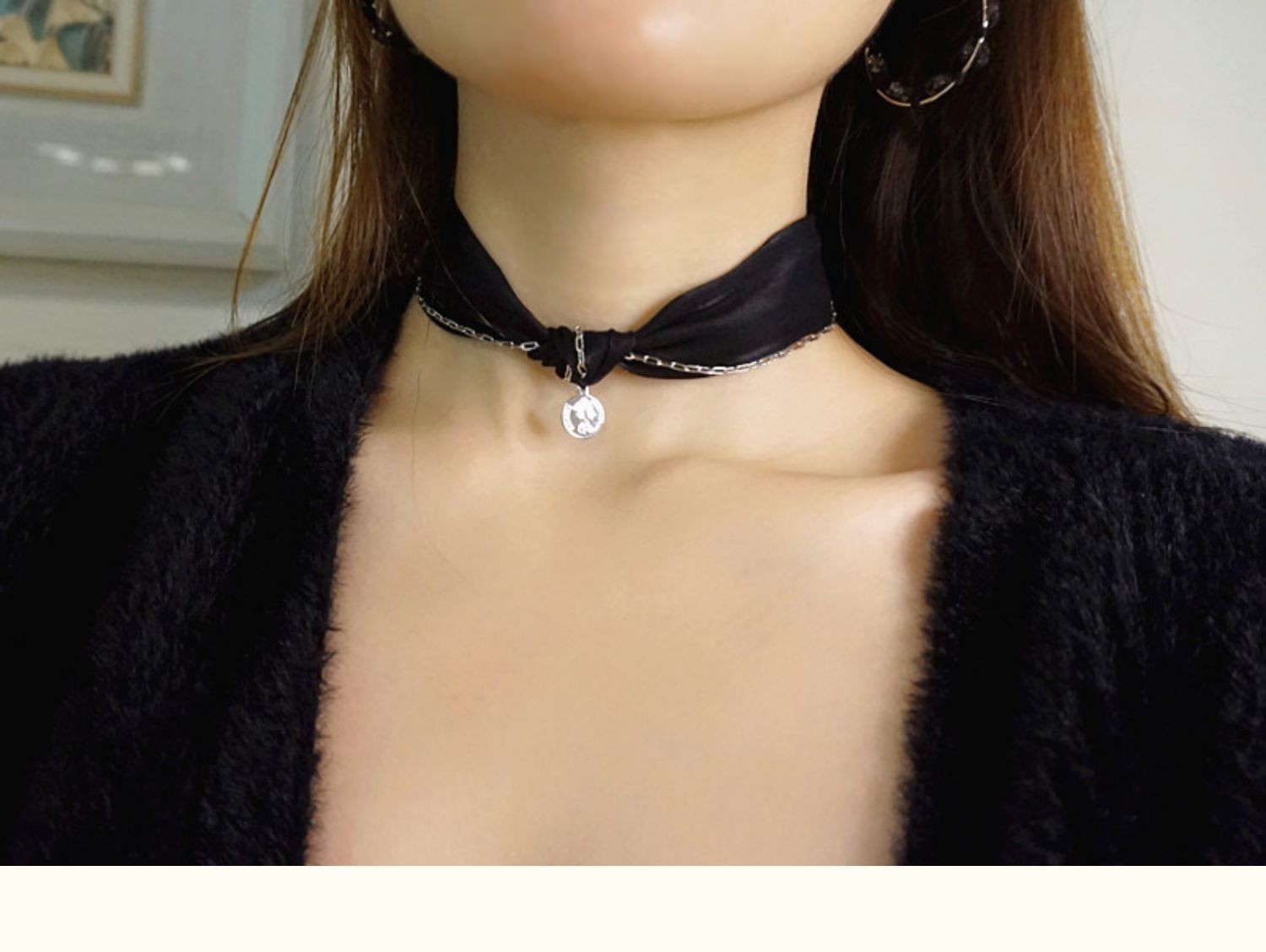 晗遐气质百搭宽边布艺项圈遮脖遮疤项链短款锁骨链颈链女脖子饰品颈带