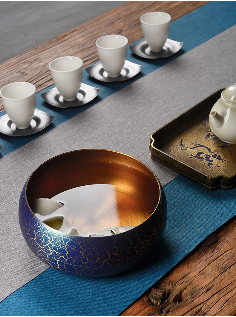 纯铜茶洗大号家用干泡茶杯洗茶艺笔洗废水盂建水创意功夫茶具配件