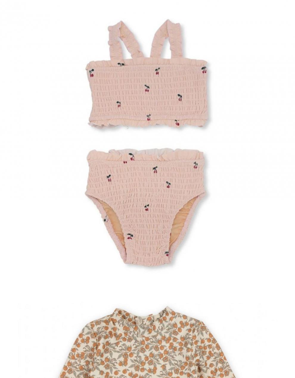 迪士尼(disney)北欧儿童泳衣长袖比基尼女童连体ins风粉色防晒婴儿女