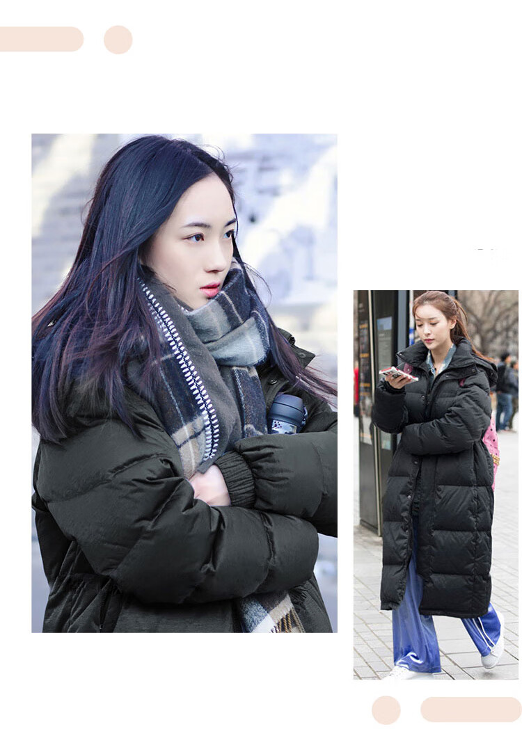 长款羽绒服女长款过膝轻薄款男女情侣中戏艺考加厚保暖遮肉宽松外套