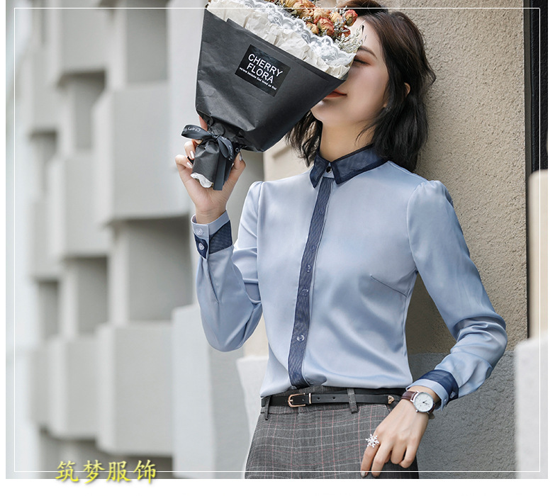 允硕女【品牌特惠】白色衬衫女长袖气质ol职业套装女早秋新款女装2019