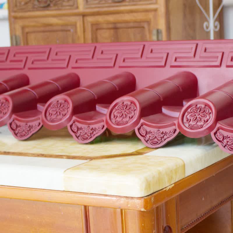 琉璃瓦屋顶屋脊仿古枣红色树脂瓦屋檐门头装饰瓦塑料瓦琉璃瓦加厚屋顶