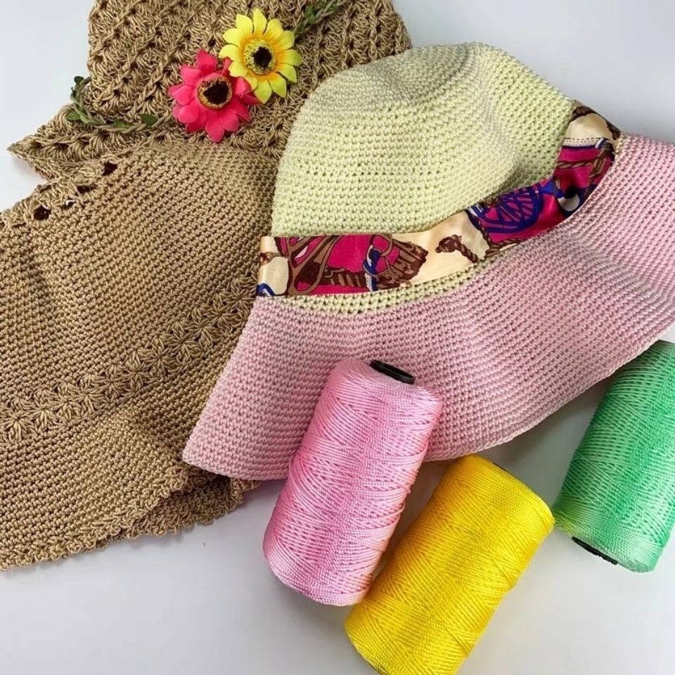 新品冰丝线钩织线三股冰丝手工编织钩帽子线合股亮丝勾包包夏季遮阳帽