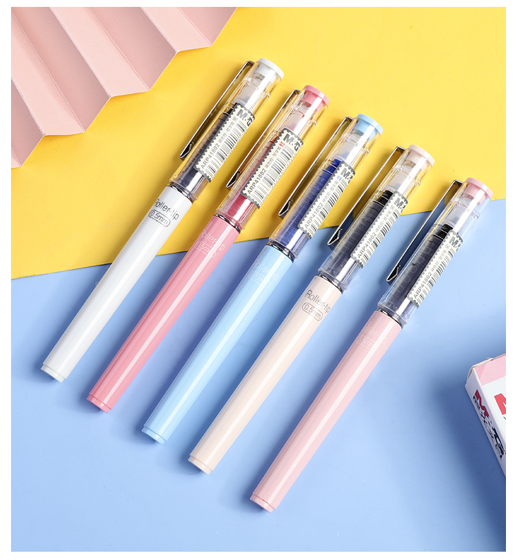 知鹿裸色控41802直液式走珠笔针管型签字水笔05办公笔初高中生考试