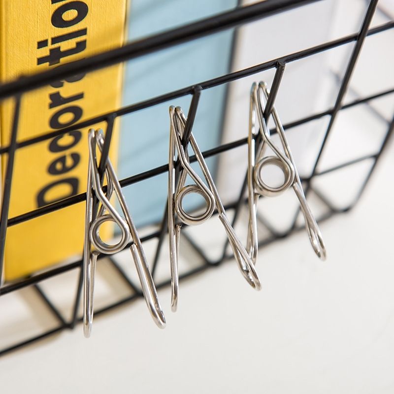 【20个装】优质不锈钢强力夹子晒衣服夹晾袜夹小夹扁口不锈钢夹 5cm小