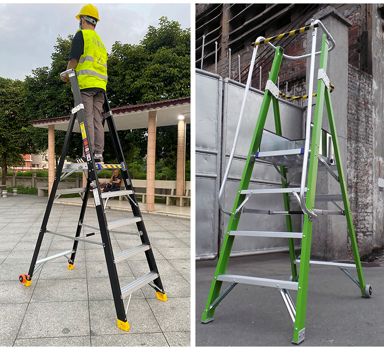 铝立方家用折叠伸缩工程平台扶手梯人字梯铝合金梯子加厚爬梯安全升降