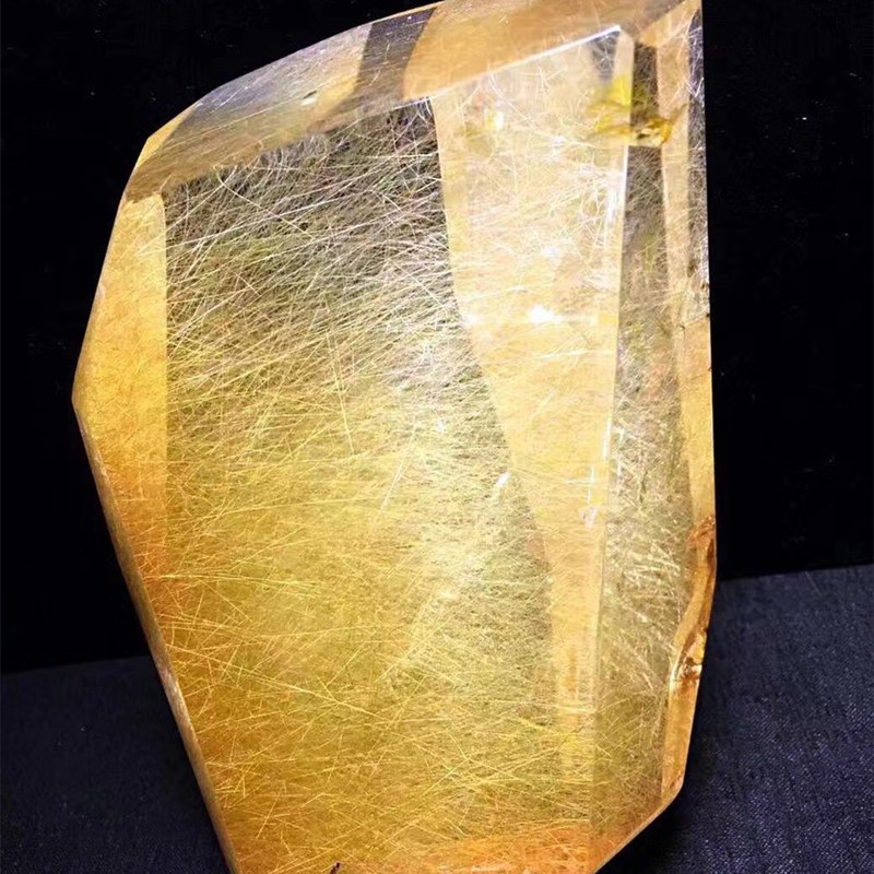 天然金发晶原石摆件发质金黄亮泽发丝浓密发丝顺晶体通透晶莹剔透手工