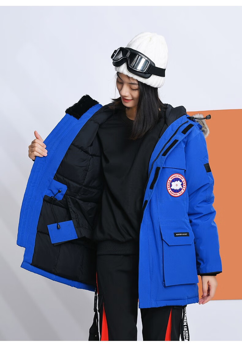 大鹅羽绒服男石墨灰黑标08远征中长款派克外套女 石墨灰黑标 男女同款