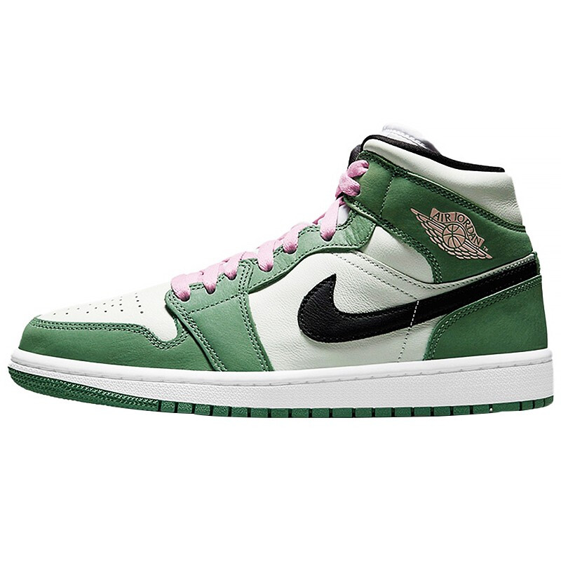 潮nike耐克篮球鞋女鞋airjordan1midaj1白绿粉凯尔特人喜力中帮休闲