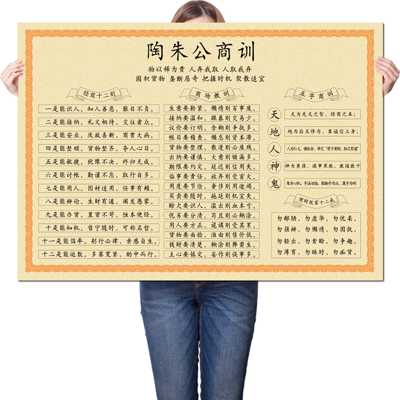 陶朱公商训海报陶朱公生意经书经商十八法中式家用商用墙挂画陶朱公商