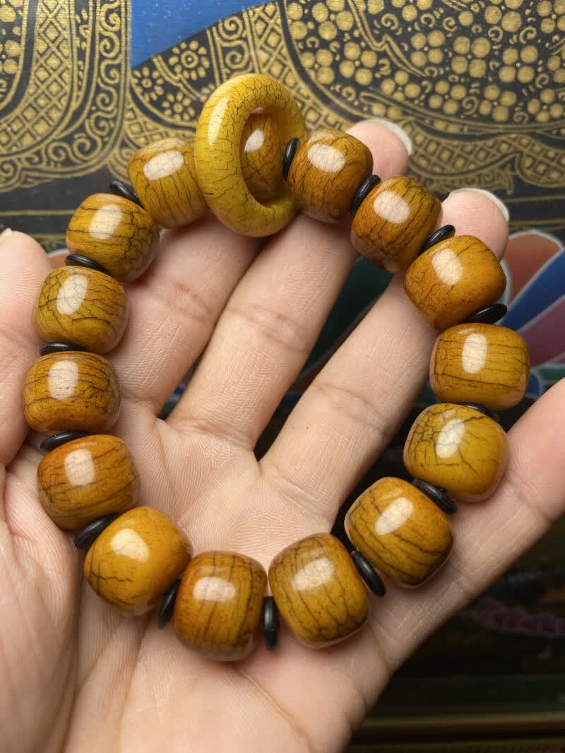 立始古玩收藏真品天*然西藏老牦牛骨手串藏式灵骨嘎巴拉饰品手链念珠