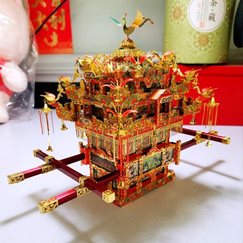 拼酷3d金属立体拼装模型拼插拼图减压十里红妆花轿凤冠嫁衣送女孩婚礼