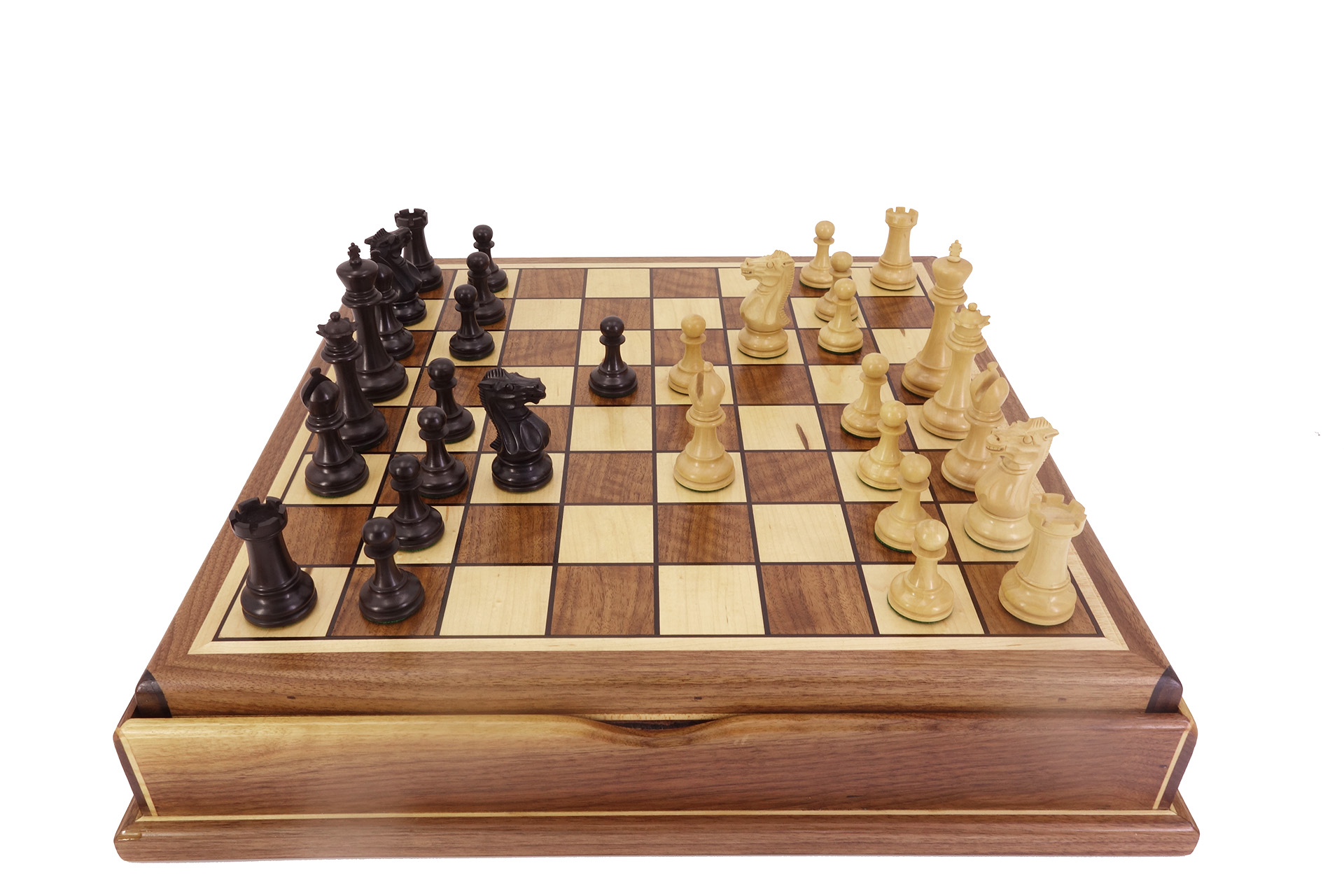 博圣象棋豪华 实木 手工 美国进口 高际象棋棋盘 卡拉罗胡桃 枫木