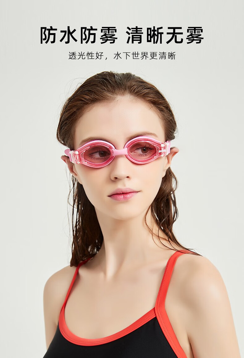 swans日本泳镜防水防雾高清近视男女士专业游泳眼镜帽套装备 平光蓝色